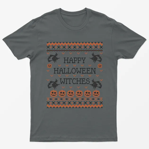 Charcoal Happy Halloween Witches T-Shirt