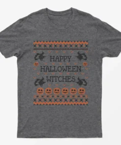 Dark Heather Happy Halloween Witches T-Shirt