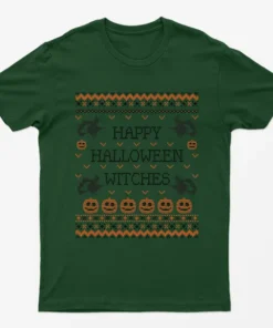 Forest Green Happy Halloween Witches T-Shirt