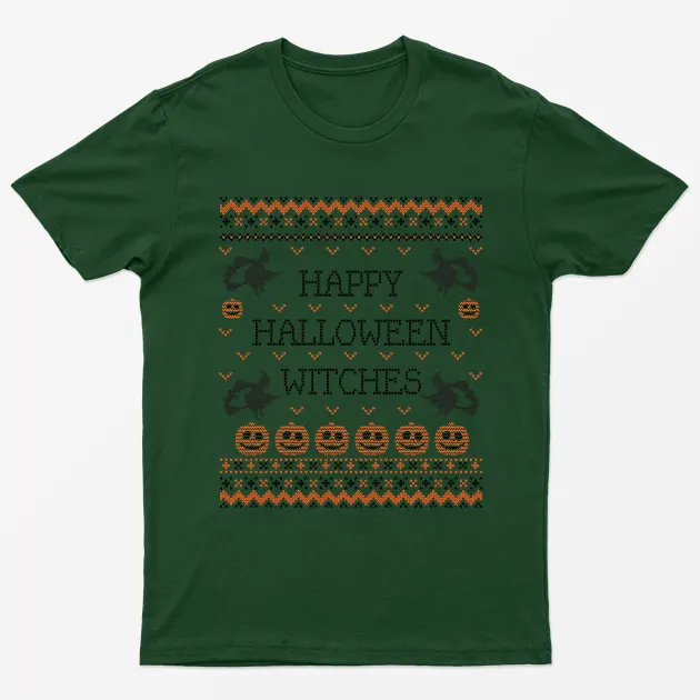 Forest Green Happy Halloween Witches T-Shirt