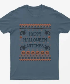 Indigo Blue Happy Halloween Witches T-Shirt