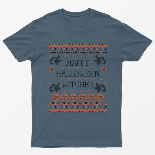 Indigo Blue Happy Halloween Witches T-Shirt