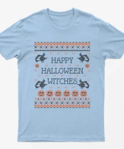 Light Blue Happy Halloween Witches T-Shirt