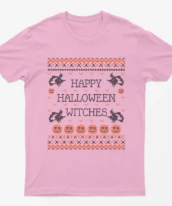 Light Pink Happy Halloween Witches T-Shirt