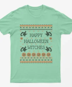 Mint Green Happy Halloween Witches T-Shirt