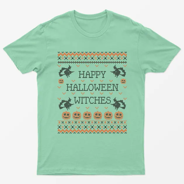 Mint Green Happy Halloween Witches T-Shirt