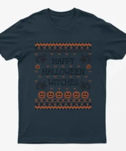 Navy Blue Happy Halloween Witches T-Shirt