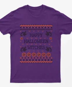 Purple Happy Halloween Witches T-Shirt
