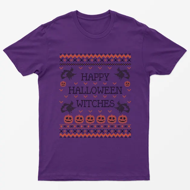 Purple Happy Halloween Witches T-Shirt
