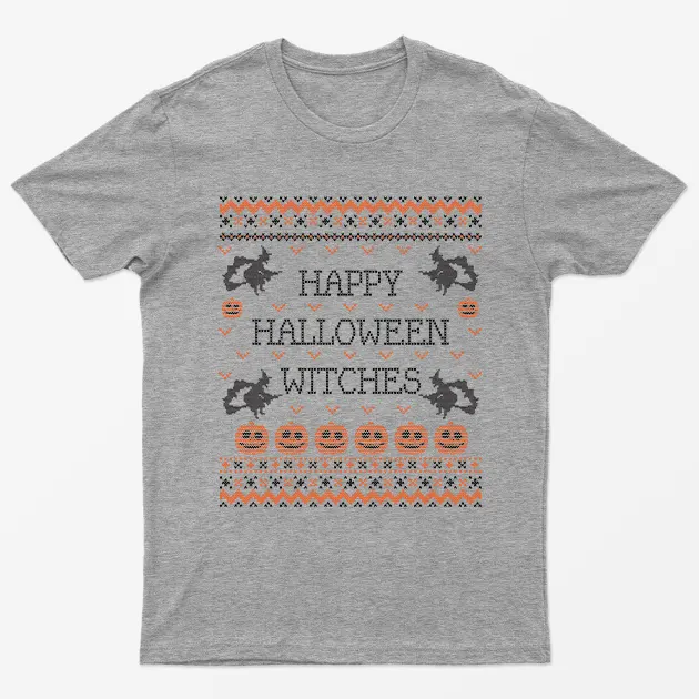 Sport Grey Happy Halloween Witches T-Shirt