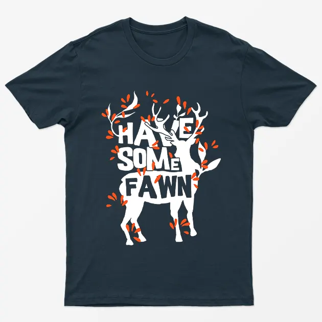 Navy Blue Have Some Fawn Camping Graphic T-Shirt