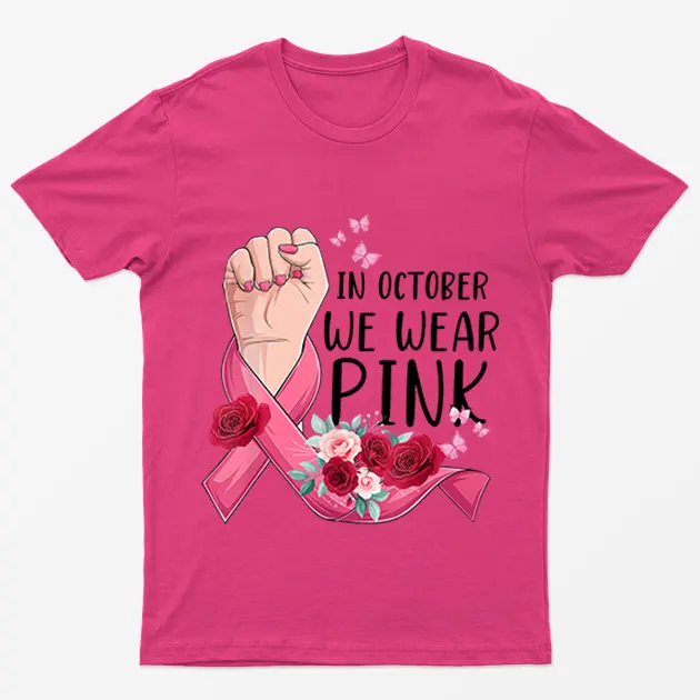 Heliconia Breast Cancer October Awareness Month T-Shirt