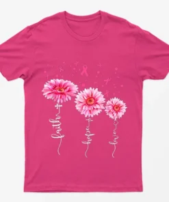 Heliconia Faith Love Hope Breast Cancer Awareness T-Shirt