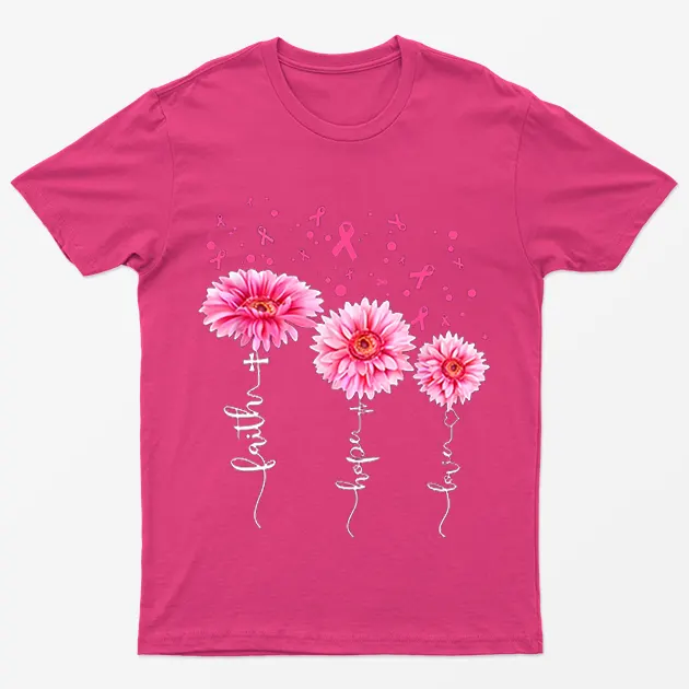 Heliconia Faith Love Hope Breast Cancer Awareness T-Shirt