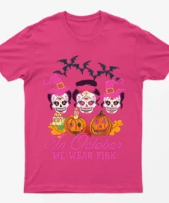 Heliconia Halloween Breast Cancer Awareness Month T-Shirt