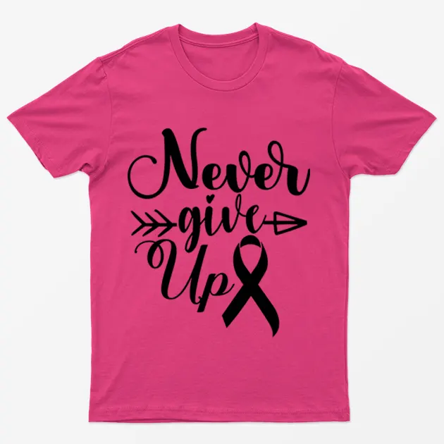 Heliconia Never Give Up Breast Cancer Support T-Shirt