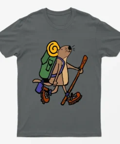 Charcoal Hiking Cartoon Bear Camping T-Shirt