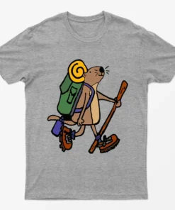 Sport Grey Hiking Cartoon Bear Camping T-Shirt