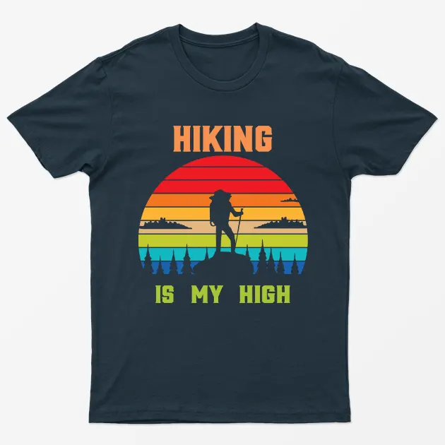 Navy Blue Hiking Is My High Graphic T-Shirt