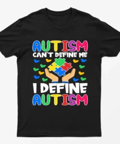 Black I Define Autism Awareness Graphic T-Shirt