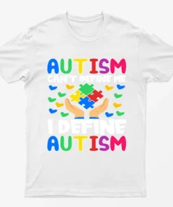 White I Define Autism Awareness Graphic T-Shirt