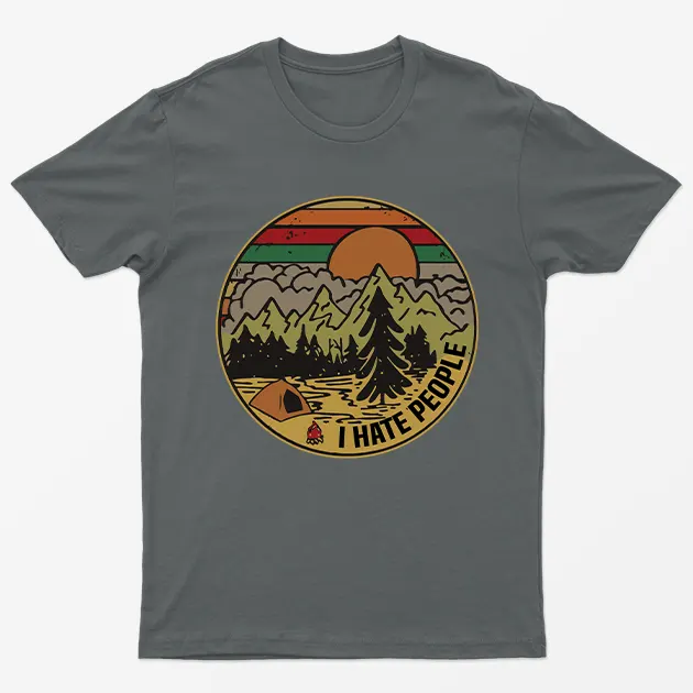 Charcoal I Hate People Camping Graphic T-Shirt
