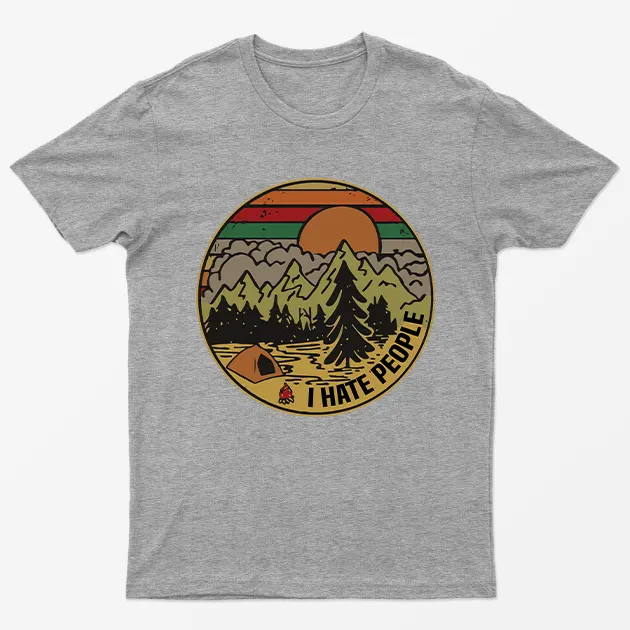 Sport Grey I Hate People Camping Graphic T-Shirt