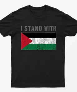 Black I Stand With Palestine Flag T-Shirt