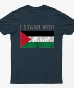 Navy Blue I Stand With Palestine Flag T-Shirt