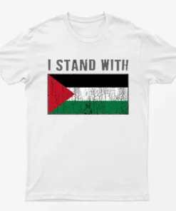 White I Stand With Palestine Flag T-Shirt