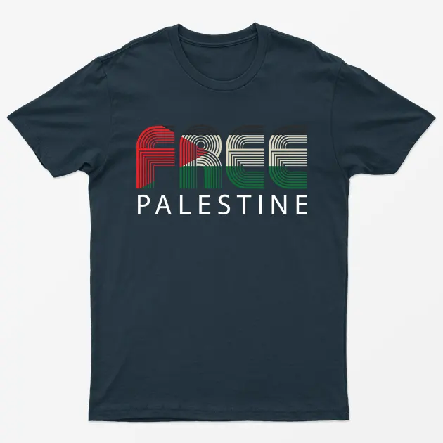 Navy Blue I Stand With Palestine Graphic T-Shirt
