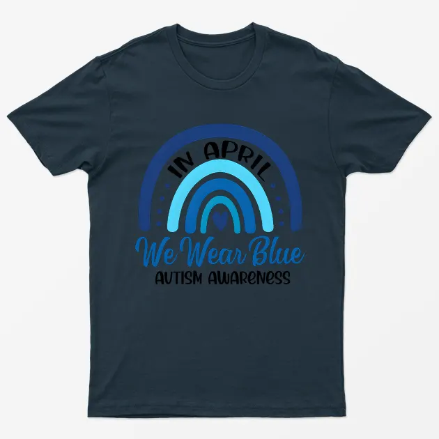 Navy Blue In April We Wear Blue Autism Graphic T-Shirt