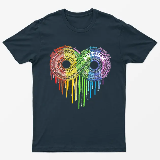 Navy Blue Infinity Autism Awareness Graphic T-Shirt
