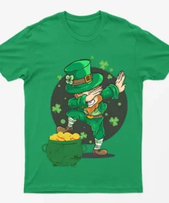 Irish Green Leprechaun Gold Coins Men Graphic T-Shirt