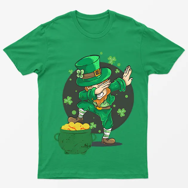 Irish Green Leprechaun Gold Coins Men Graphic T-Shirt