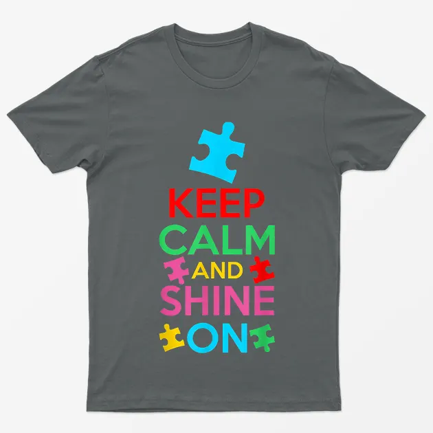 Charcoal Keep Calm And Shine On Autism T-Shirt