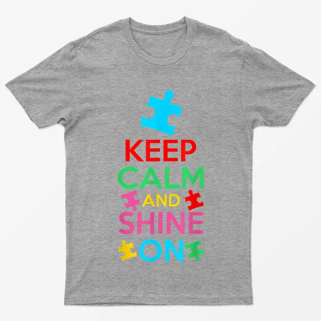 Sport Grey Keep Calm And Shine On Autism T-Shirt