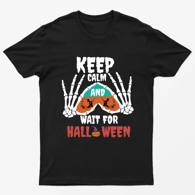Black Keep Calm And Wait For Halloween T-Shirt