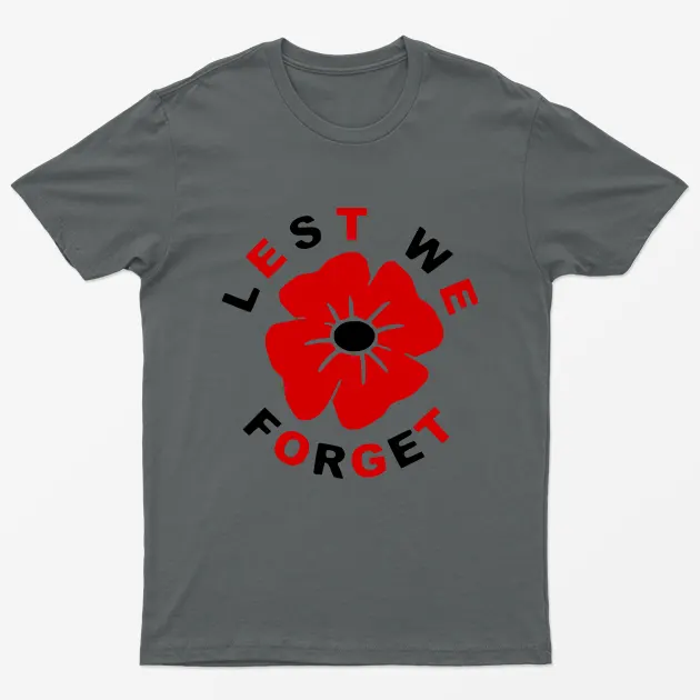 Charcoal Lest We Forget Remembrance T-Shirt