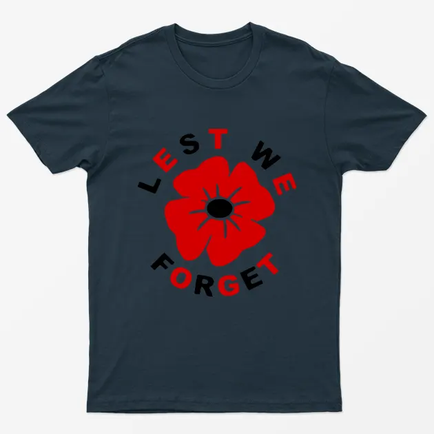 Navy Blue Lest We Forget Remembrance T-Shirt