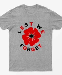 Sport Grey Lest We Forget Remembrance T-Shirt