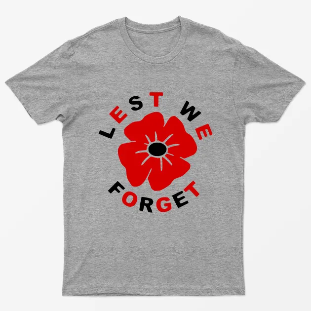 Sport Grey Lest We Forget Remembrance T-Shirt