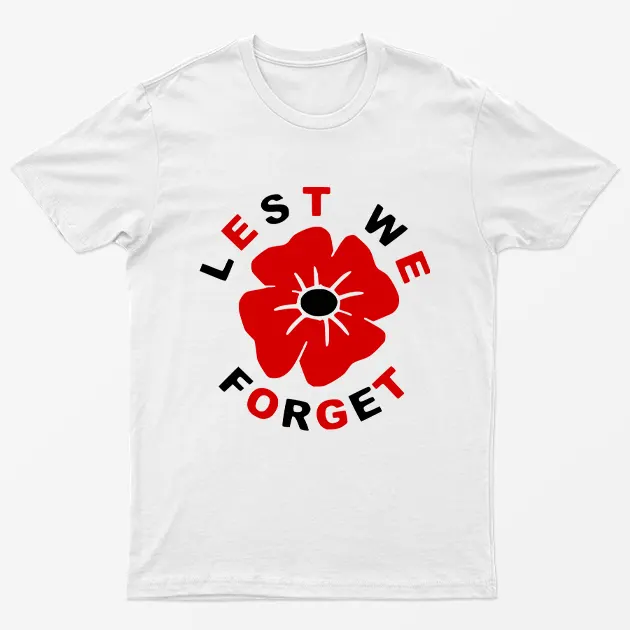 White Lest We Forget Remembrance T-Shirt