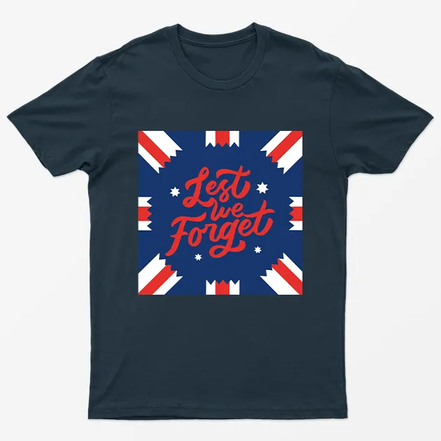 Navy Blue Lest We Forget Union Jack T-Shirt