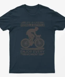 Navy Blue Life Is Like Riding A Bicycle T-Shirt