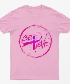 Light Pink Be Positive Breast Cancer Awareness T-Shirt