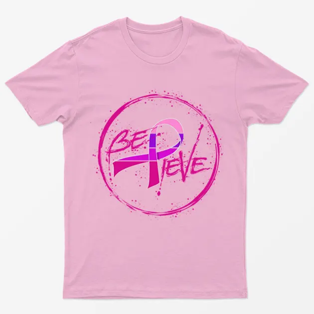 Light Pink Be Positive Breast Cancer Awareness T-Shirt