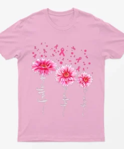 Light Pink Faith Love Hope Breast Cancer Awareness T-Shirt