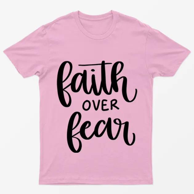 Light Pink Faith over Fear Breast Cancer Awareness T-Shirt