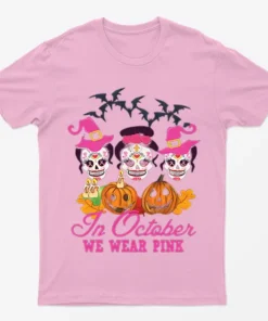 Light Pink Halloween Breast Cancer Awareness Month T-Shirt